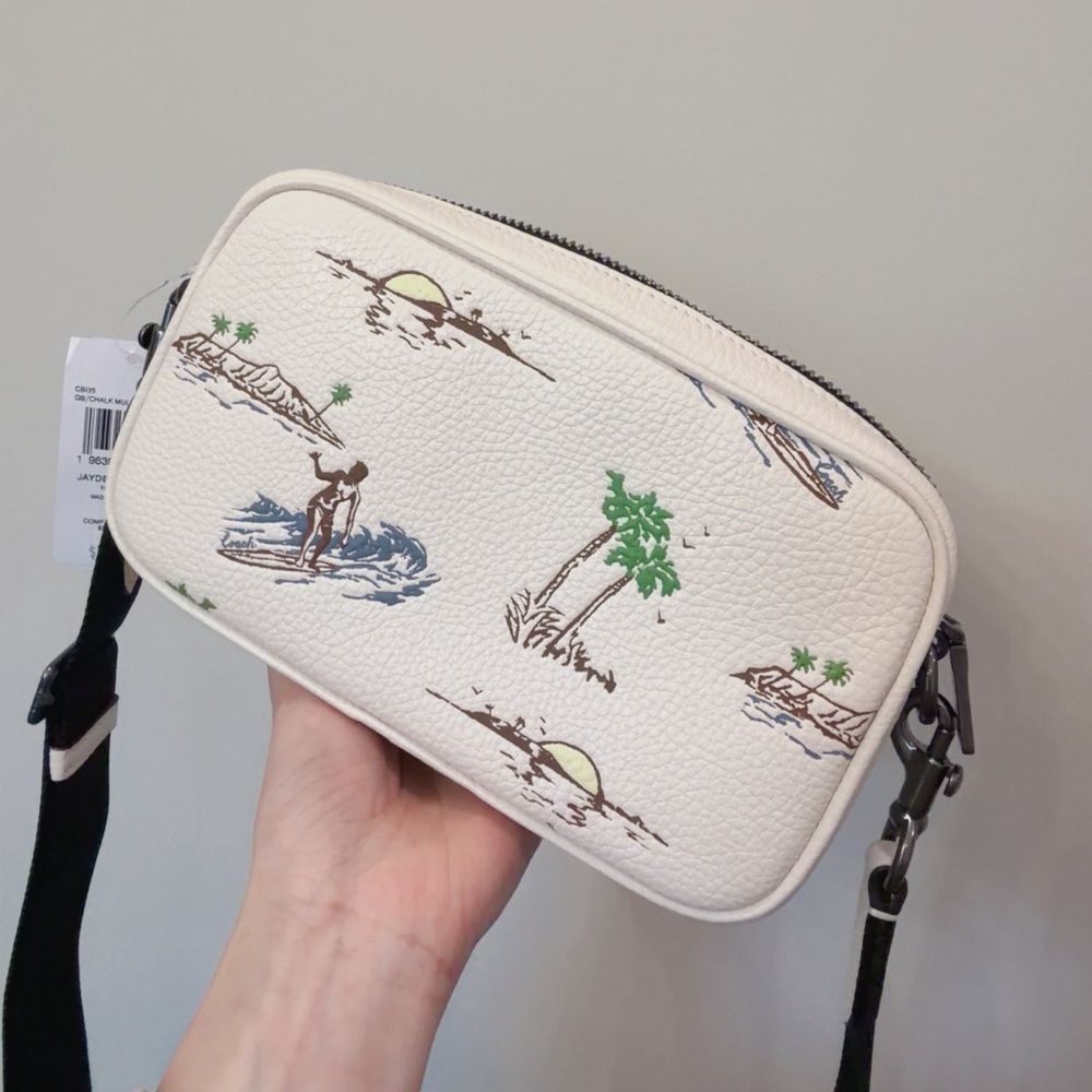 NWT Coach Jayden Crossbody Bag With Surf Print In Leather/Chalk CBI35